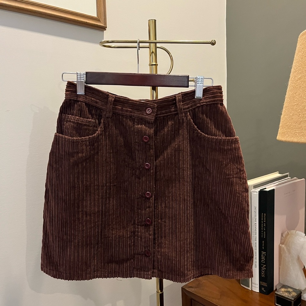 Vintage Brown Corduroy Mini Skirt